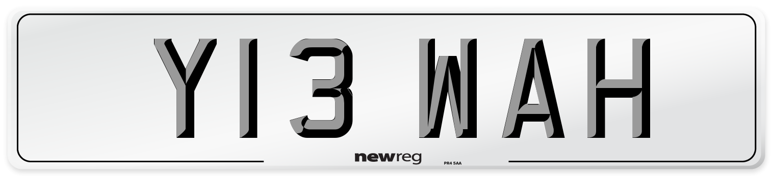 Y13 WAH Number Plate from New Reg